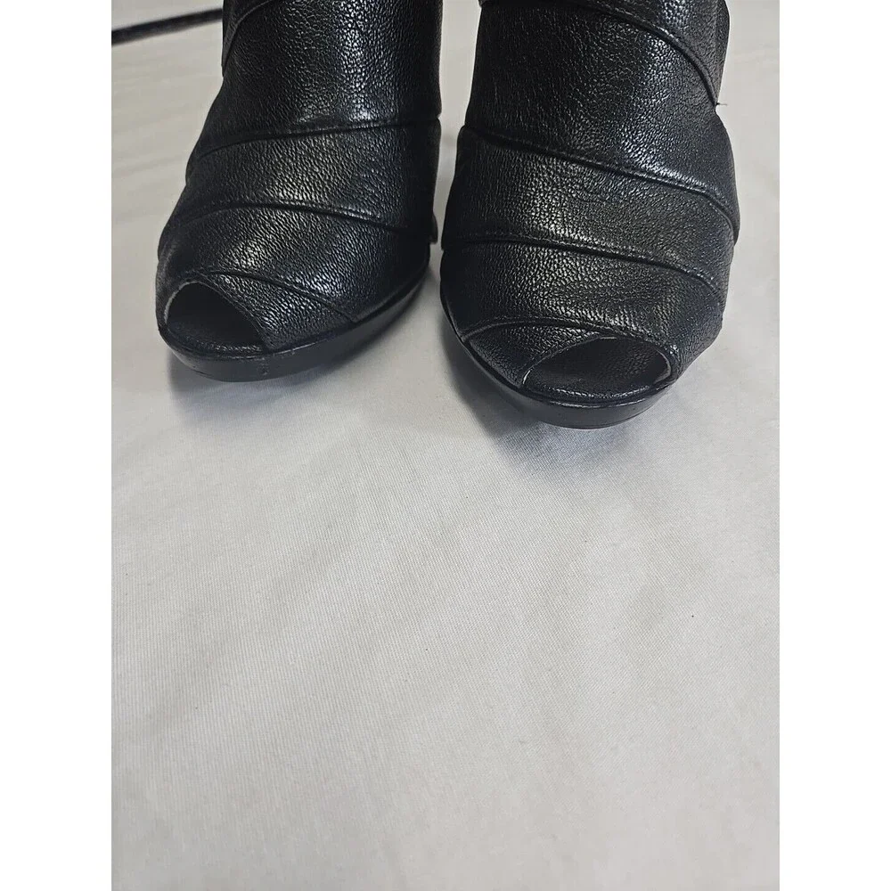Michael Kors CHARCOAL‎ SOFT METALLIC LEATHER Open Toe Stiletto Heel Women's 6 M